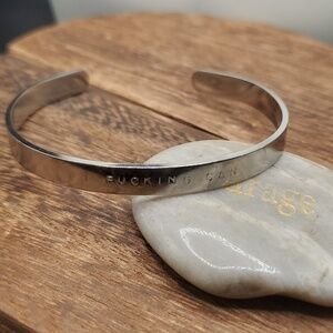 Silver cuff I can inspirational quote‎ bracelet B2715